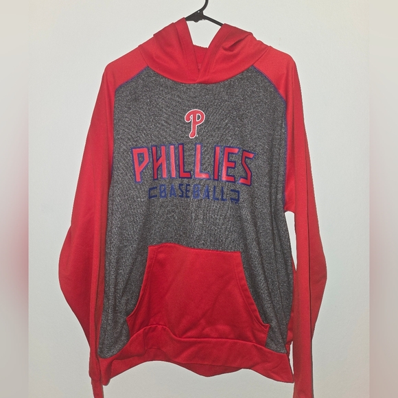 Mens Philadelphia Phillies Baseball Hooded Sweatshirt By Fanatics Red Size Large - Picture 1 of 8